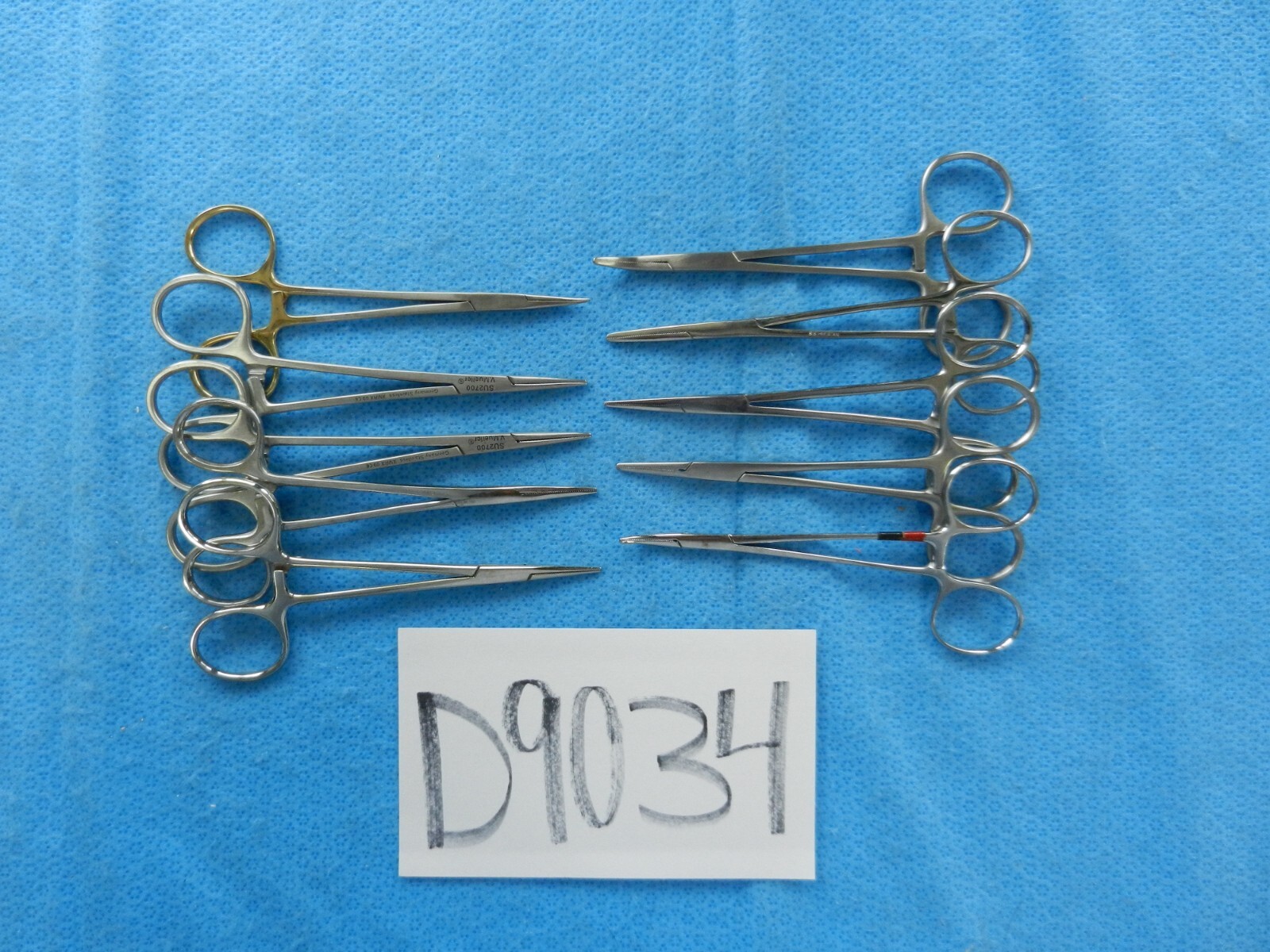 D9034 V. Mueller Codman Lot of 10 Straight/Curved Forceps Approx. 12cm