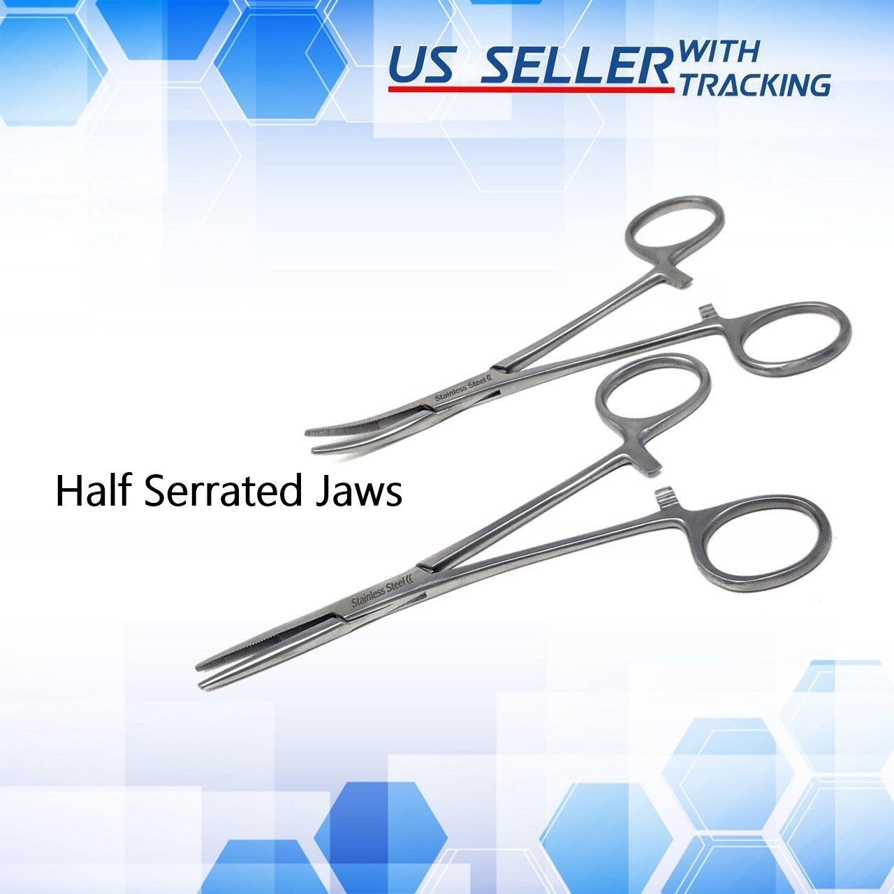 5.5″ Surgical STR+CRV Kelly Locking Clamp Forcep Hemostatic Artery Half Serrated