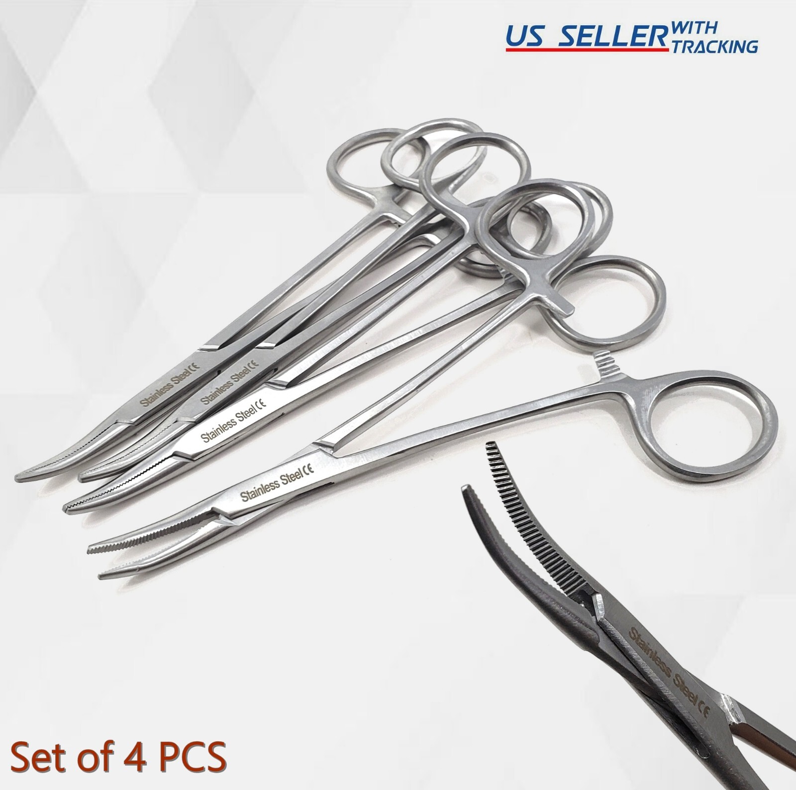 Hemostat Locking Forceps Mosquito 5″ Surgical Dental Curved Instruments 4 Pcs CE