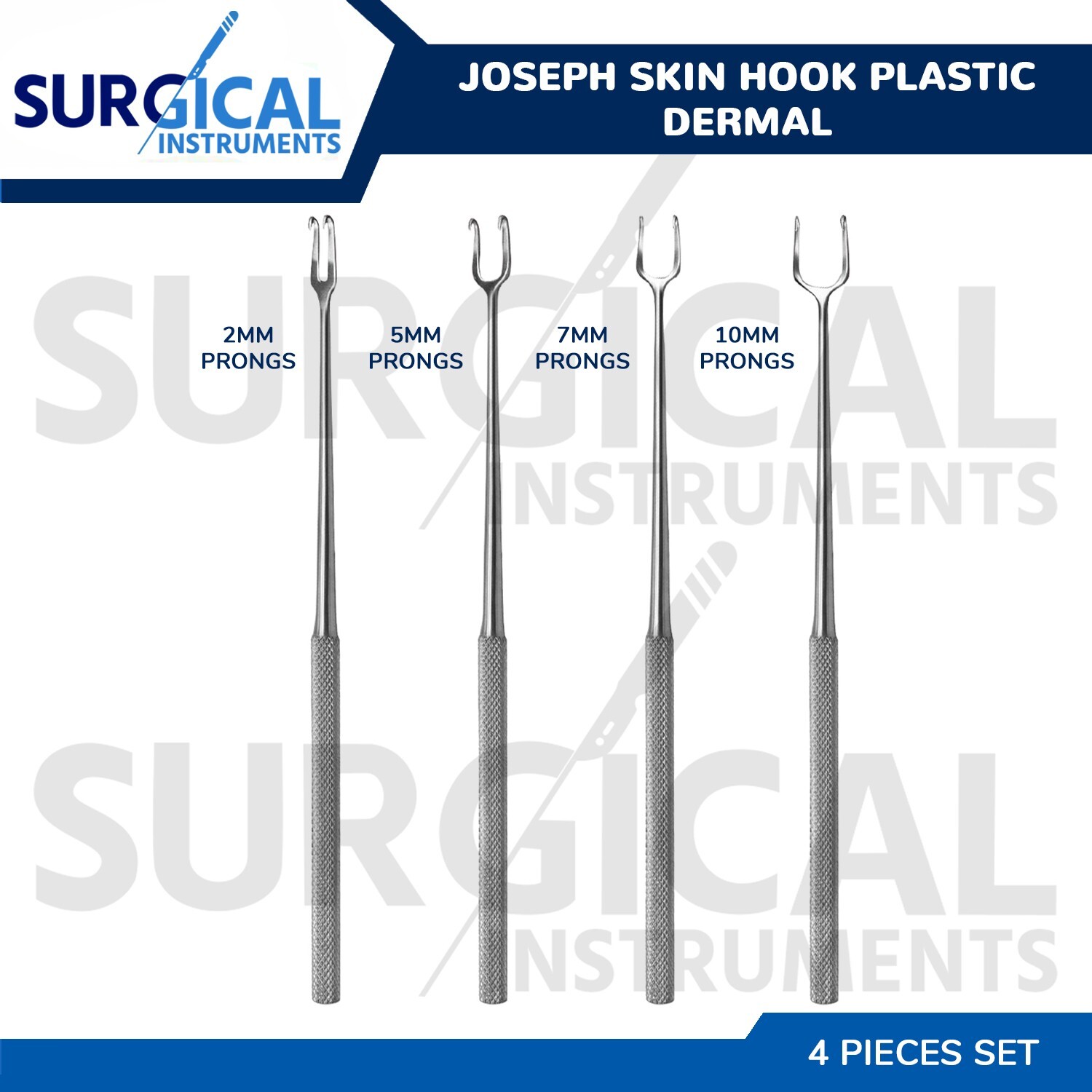 4 Joseph Skin Hook Set Double Sharp Prongs Retractor Plastic Dermal Instruments