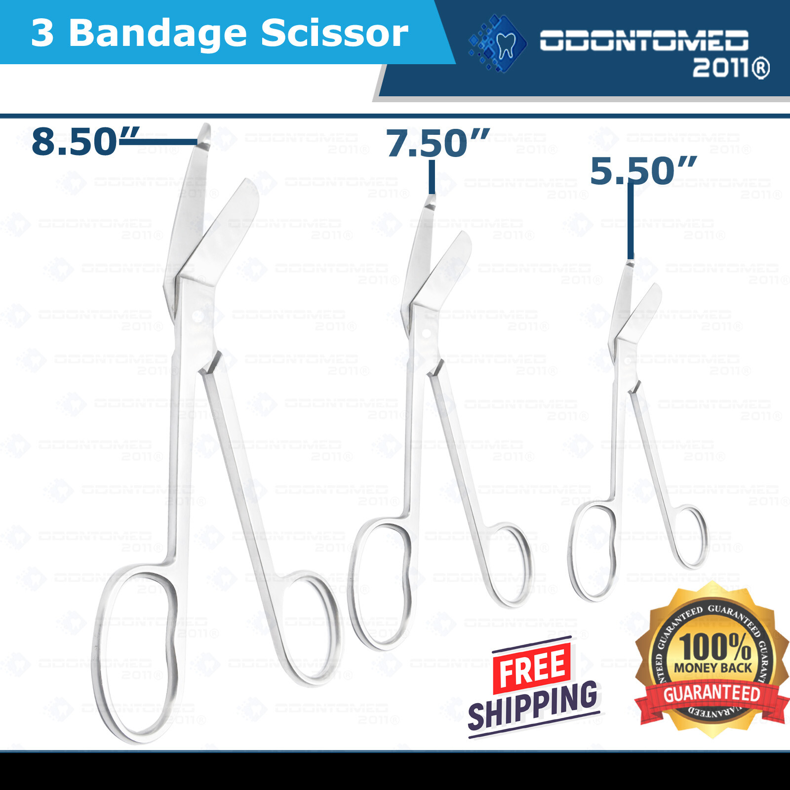 3 Bandage Scissor Nurses Surgical Instrument W/ONE Large Ring 5.50, 7.50″,8.50″