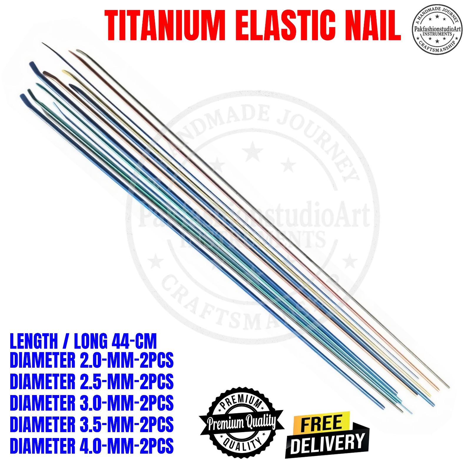 Titanium elastic nail set of 10pcs veterinary surgical instrument (ORTHOPLUS)
