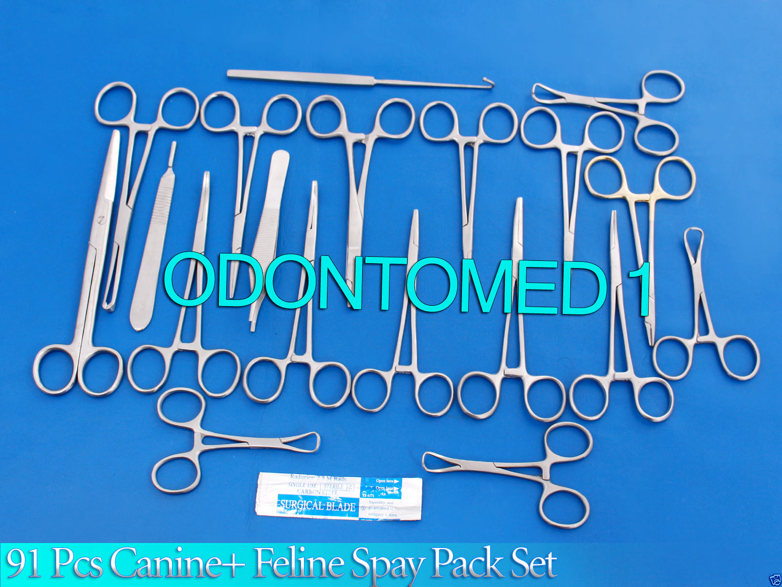 91 PCS CANINE+FELINE SPAY PACK VETERINARY SURGICAL INSTRUMENTS DS-1079