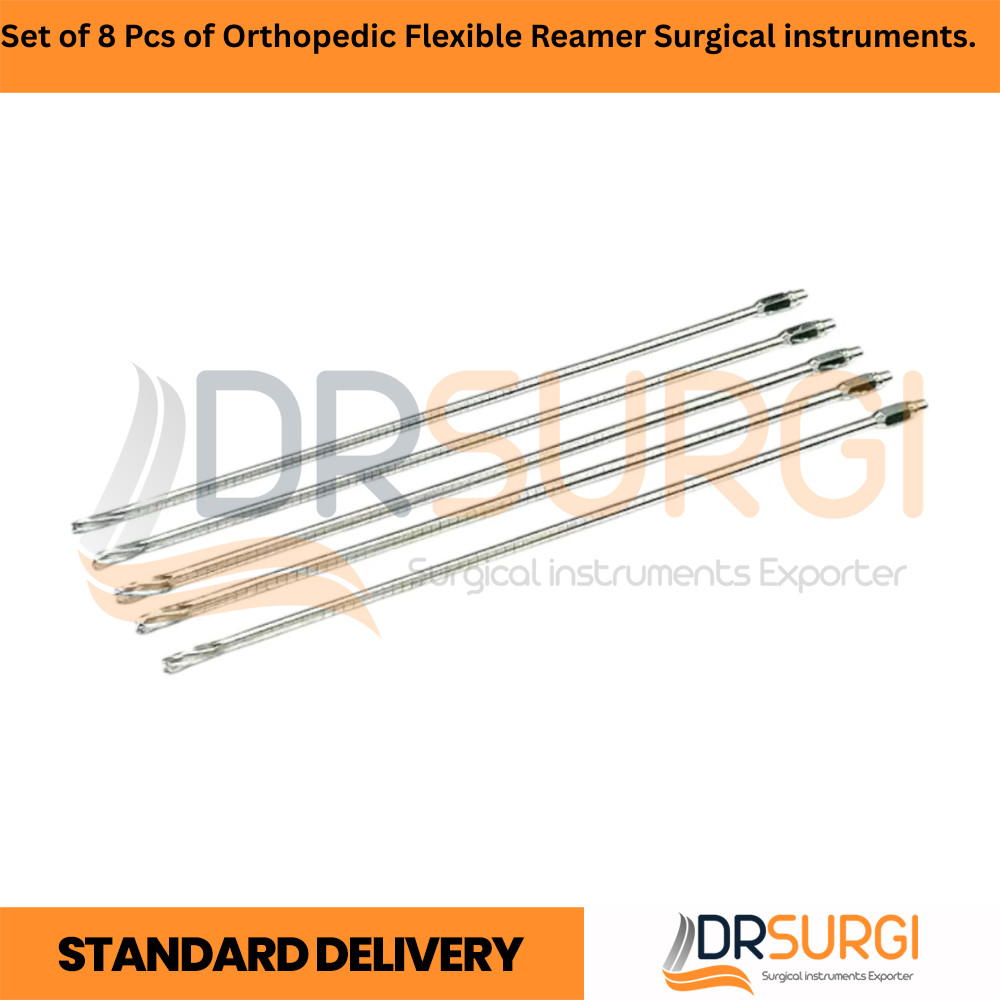 Set of 8 Pcs of Orthopedic Flexible Reamer Surgical instruments.
