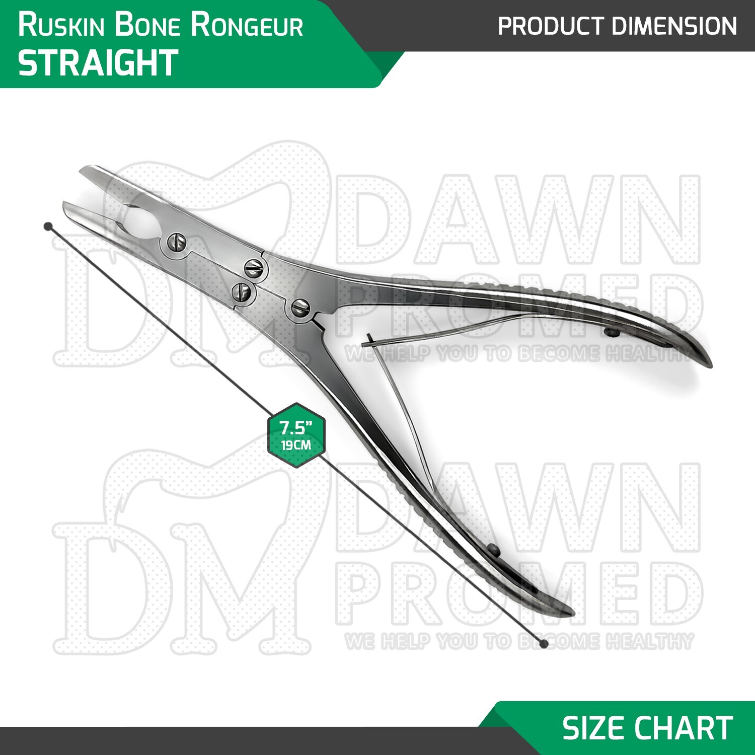 2 Pcs Ruskin Bone Rongeur Straight & Curved 7mm Bite 7.5″ Orthopedic Instruments