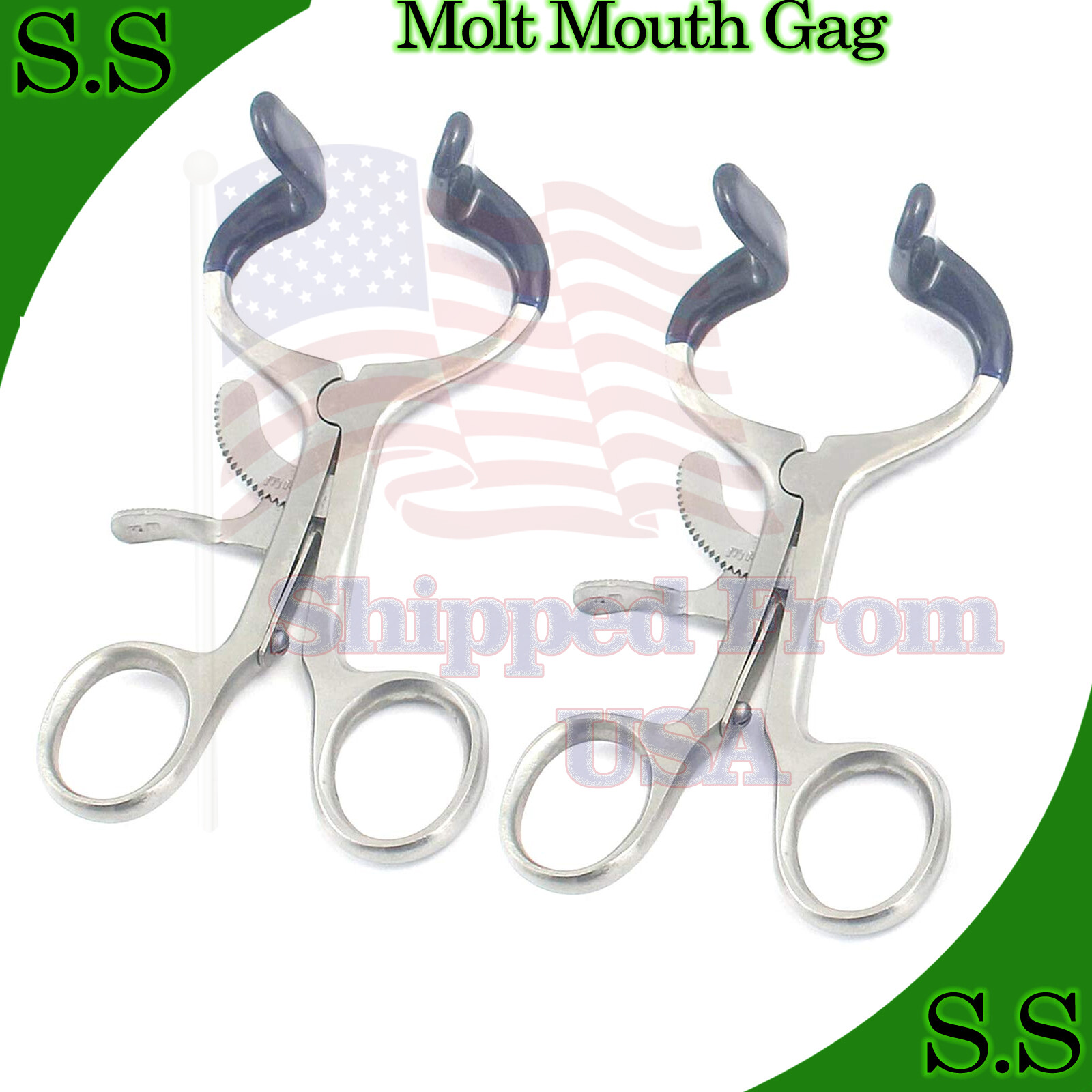 2 Molt Mouth Gag Blue 3.5″ Dental Surgical Instrument with Silicone