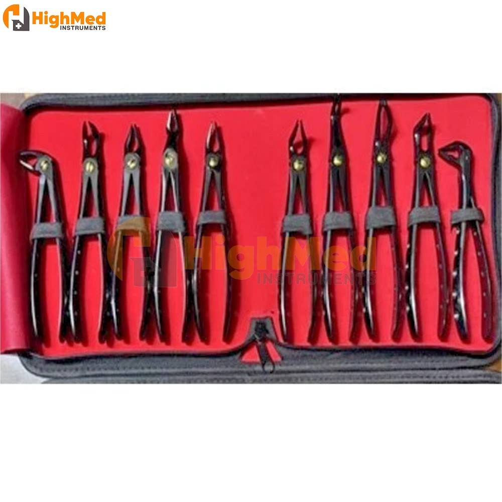 Black Extracting Forceps Set of 10 Pcs – Premium Dental Extraction Forceps Kit