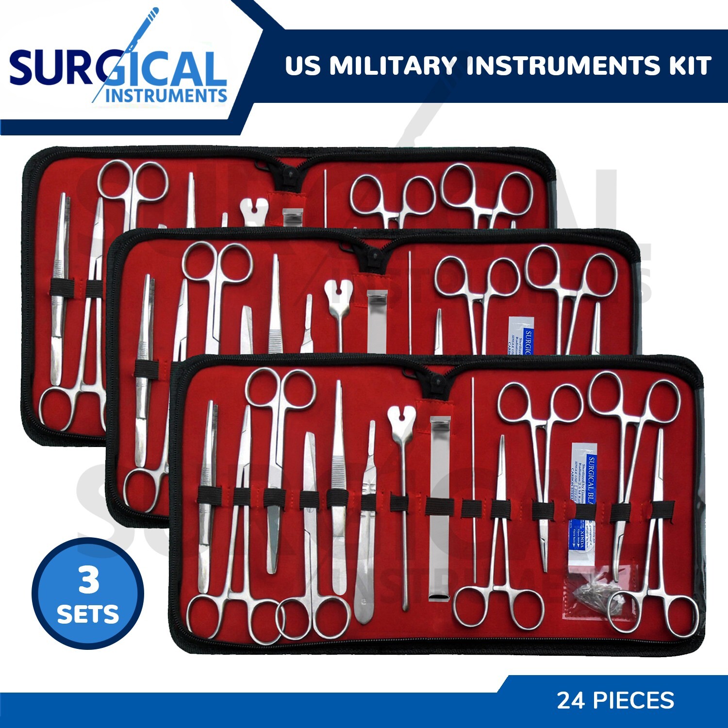 3 Sets 24 US Military Field Style Instrument Kit – Surgical Nurse German Grade