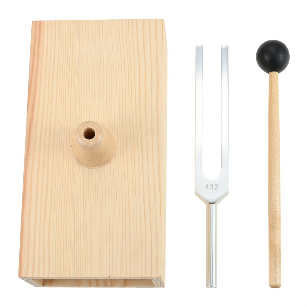 432Hz Aluminum Alloy Tuning Fork with Wooden Resonance Box for Healing Therapy