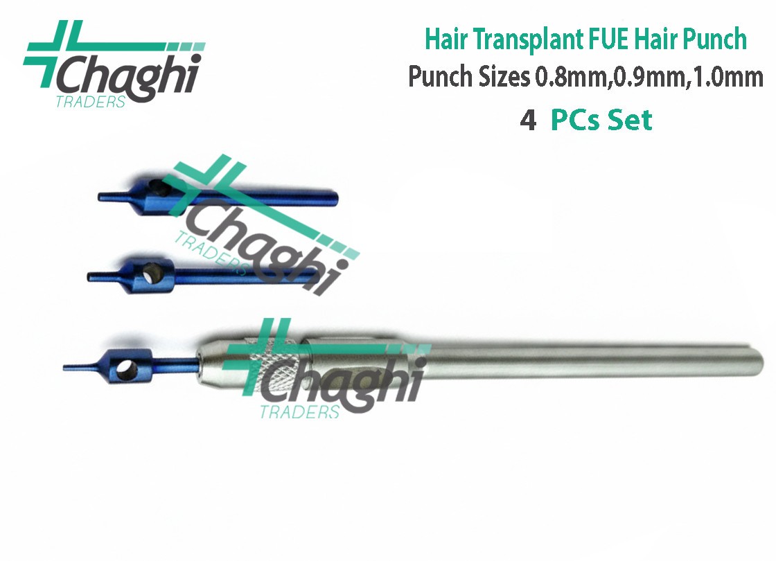 Hair Transplant FUE Hair Punch KIt Punch Sizes 0.8mm,0.9mm,1.0mm 4 PCs Chaghi Tr