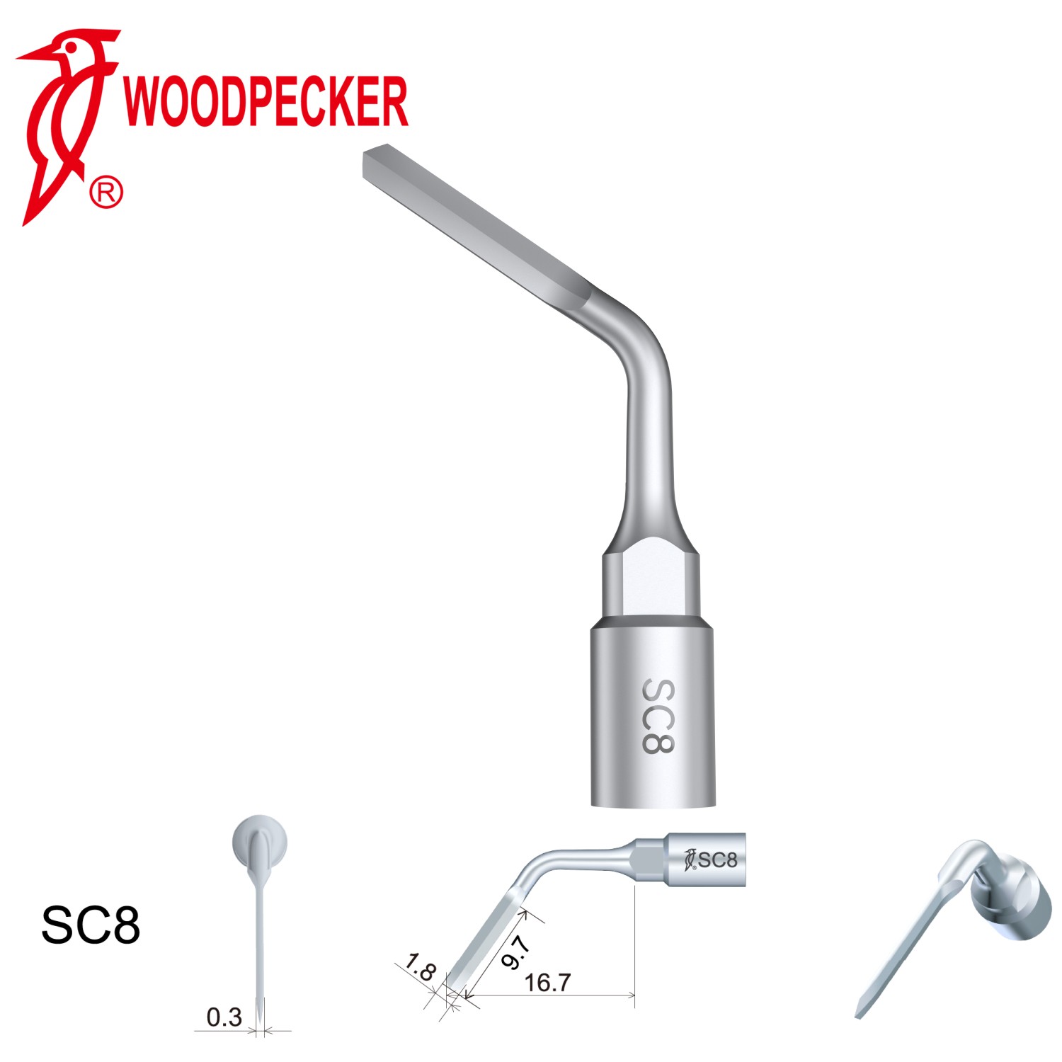 Woodpecker Dental Perio Bone Surgery Tips SC8 for Surgic Smart & Satelec Perio
