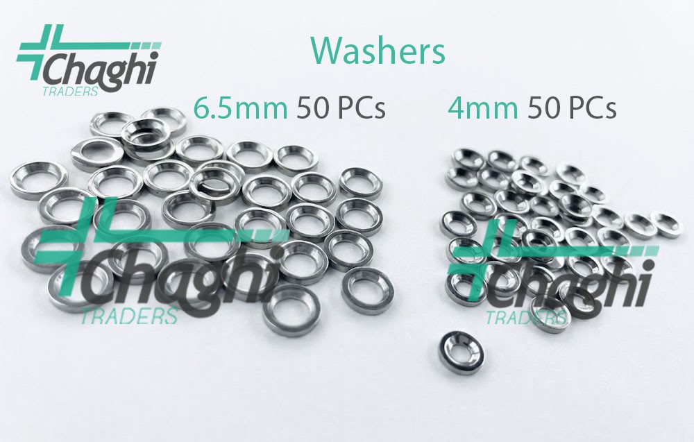 Washers for 4mm and 6.5mm screwsC 100 PCs Stainless Steel 316L By Chaghi Traders