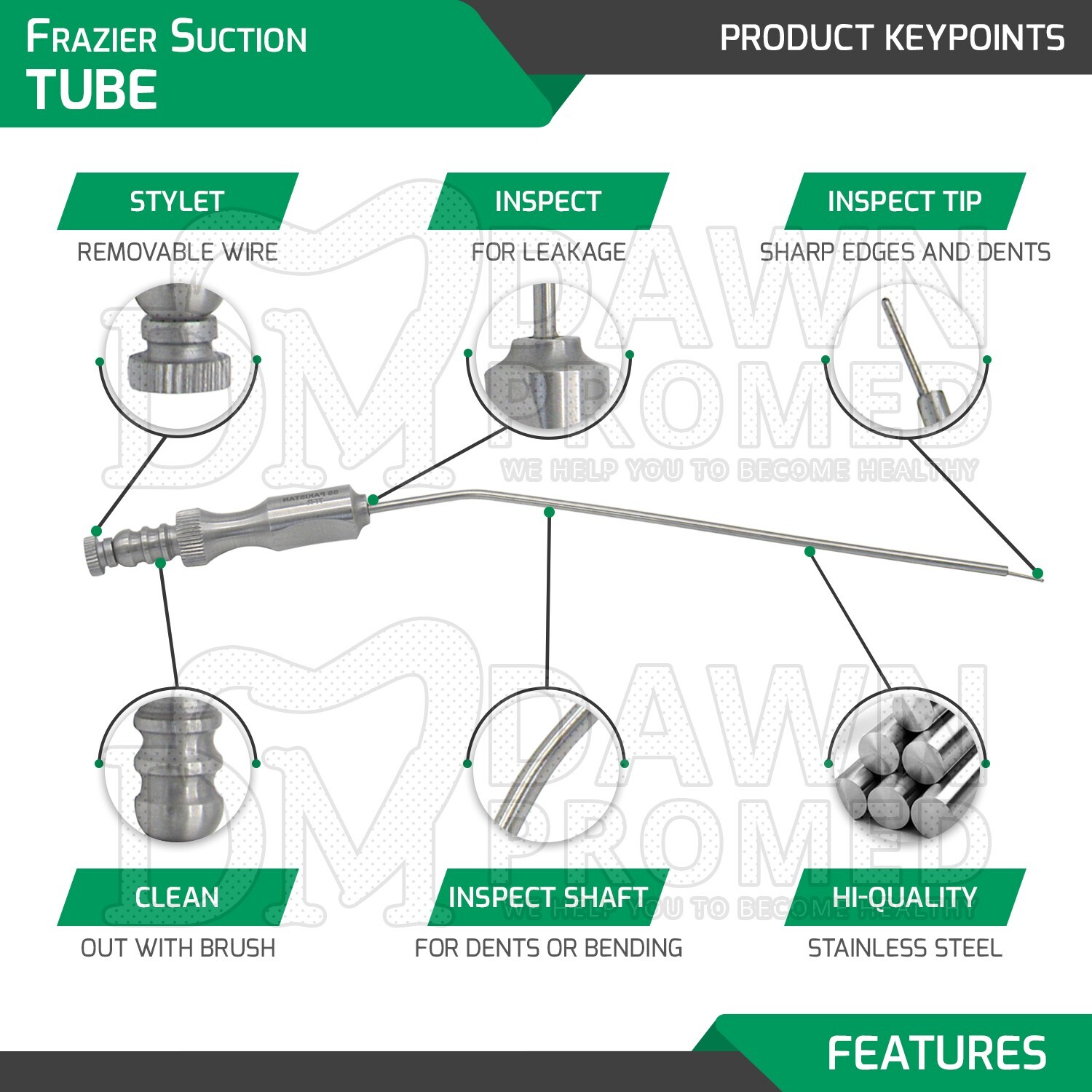Frazier Suction Tube Set Of 12 Tubes! Dental ENT Diagnostic Surgical Instruments