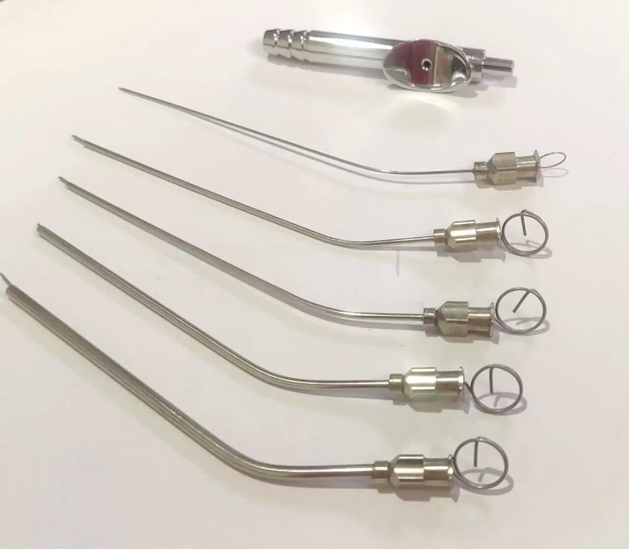 ENT Micro Suction Tip Set of 5 Cannula 12G/14G/16G/18G/22G+1 Adapter ENT SURGERY