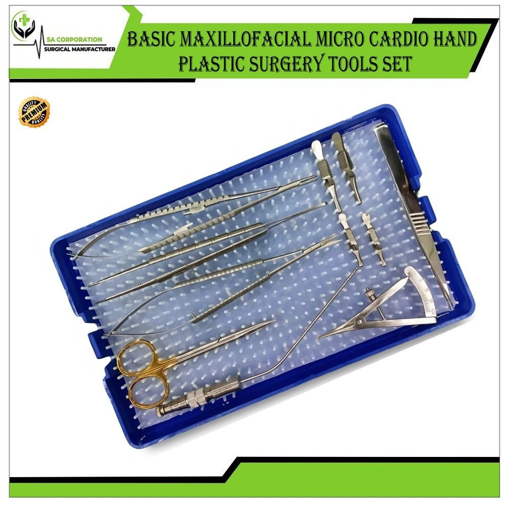 Basic Maxillofacial Micro Cardio Hand Plastic Surgery Tools Set Asserted Sizes