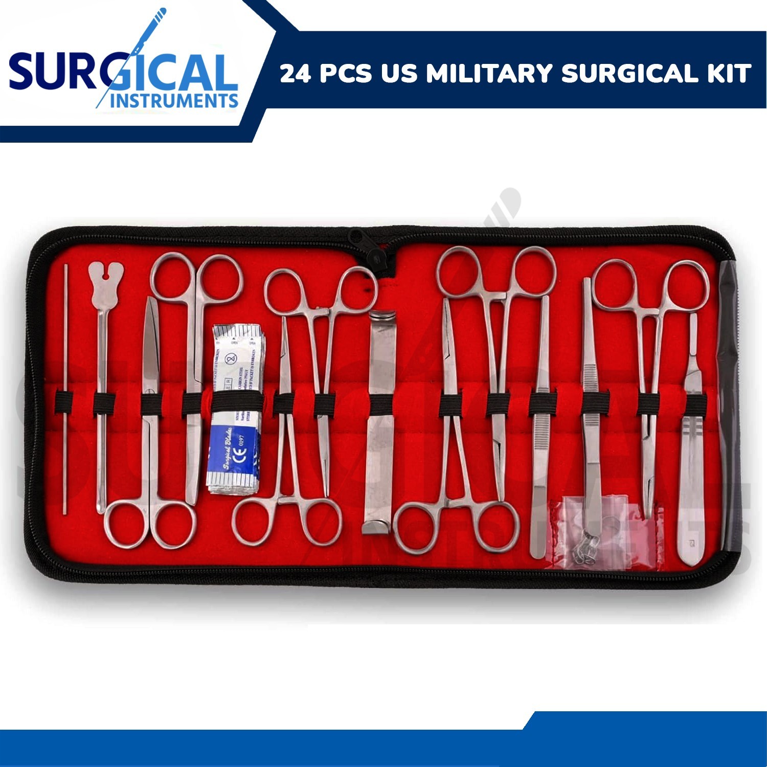 24 Pcs Military Style Surgical Kit EMT Trauma First Aid Set German Grade