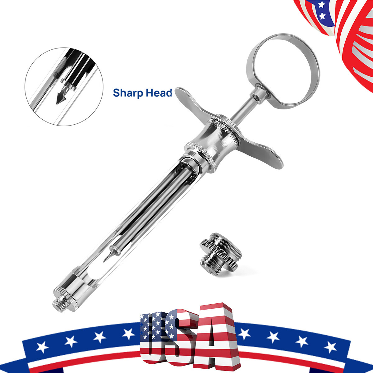 AZDENT Dental Stainless Steel 1.8ml Injection Syringe Sharp Head Instruments
