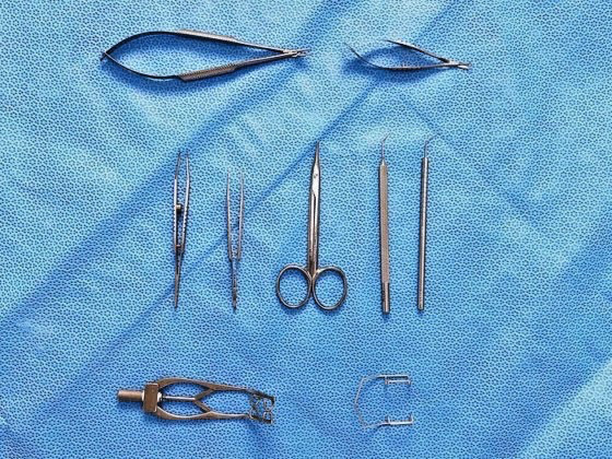V. Mueller Ophthalmology Micro Surgery Set of 9 Pcs Instruments With Case