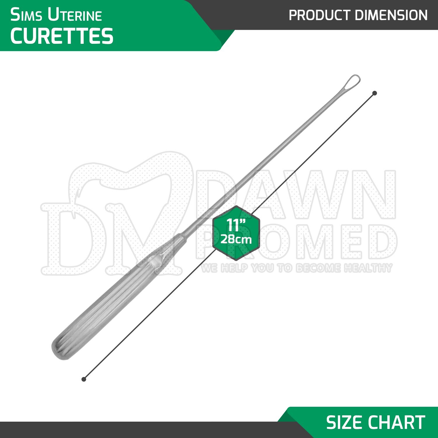 Sims Uterine Curettes 8 Pcs Set 11″ Sharp Blade 00,0,1,2,3,4,5,6 Inst German Gr