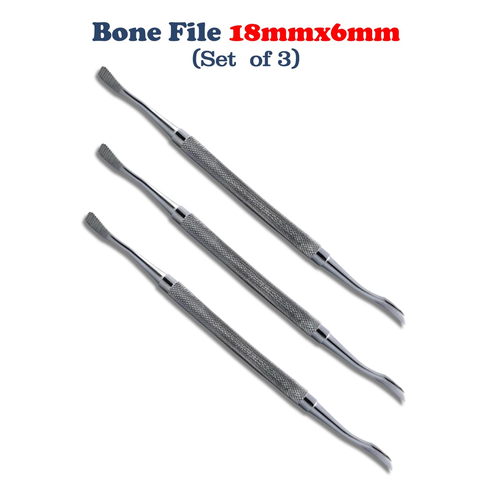 3 Dental Bone File Miller Filler Cross-Cut-Straight Surgical Instrument CE