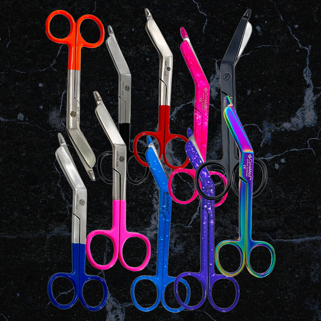 LISTER BANDAGE SCISSORS SET OF 3 EACH 5.5-PAPER COATED, RAINBOW, FLUORIDE BLACK