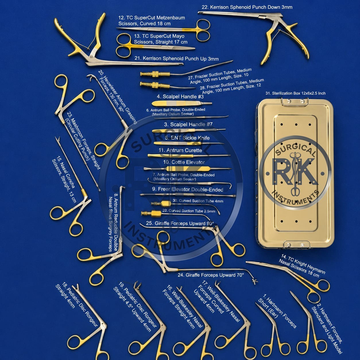 Fess Instruments Set Endoscopic Sinus Surgery A+ German Steel ENT Instruments Se