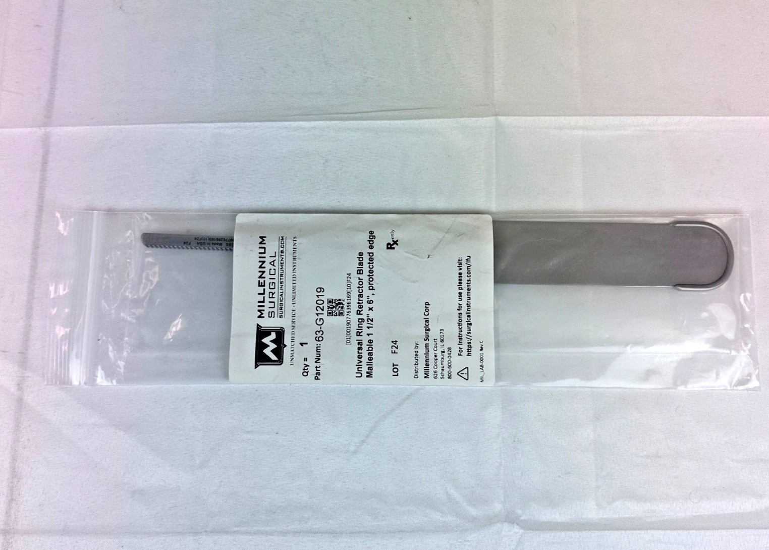 Millennium 63-G12019 Universal Ring Retractor Blade Malleable 1 1/2 ” X 6″