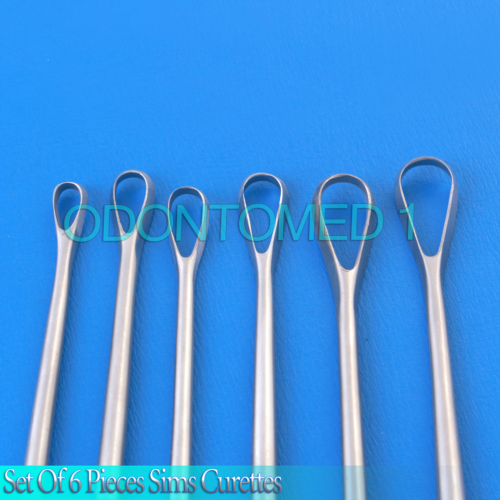 2 SETS OF 6 SIMS UTERINE CURETTES 10.5″ 0,1,2,3,4,5 Sharp Surgical Instruments