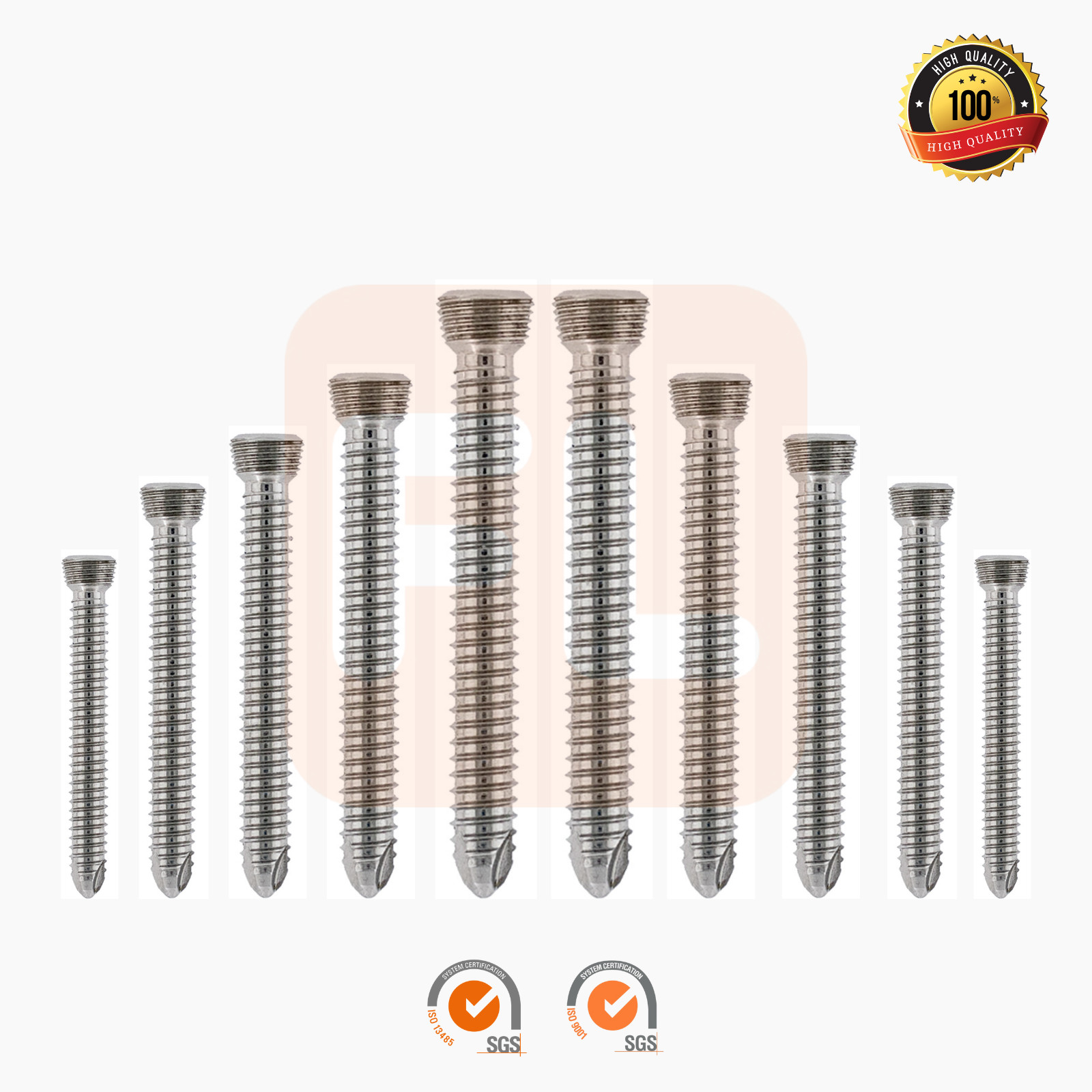 3.5mm Veterinary Locking Screws (10mm-28mm) Stainless Steel 316-L 100 Pcs