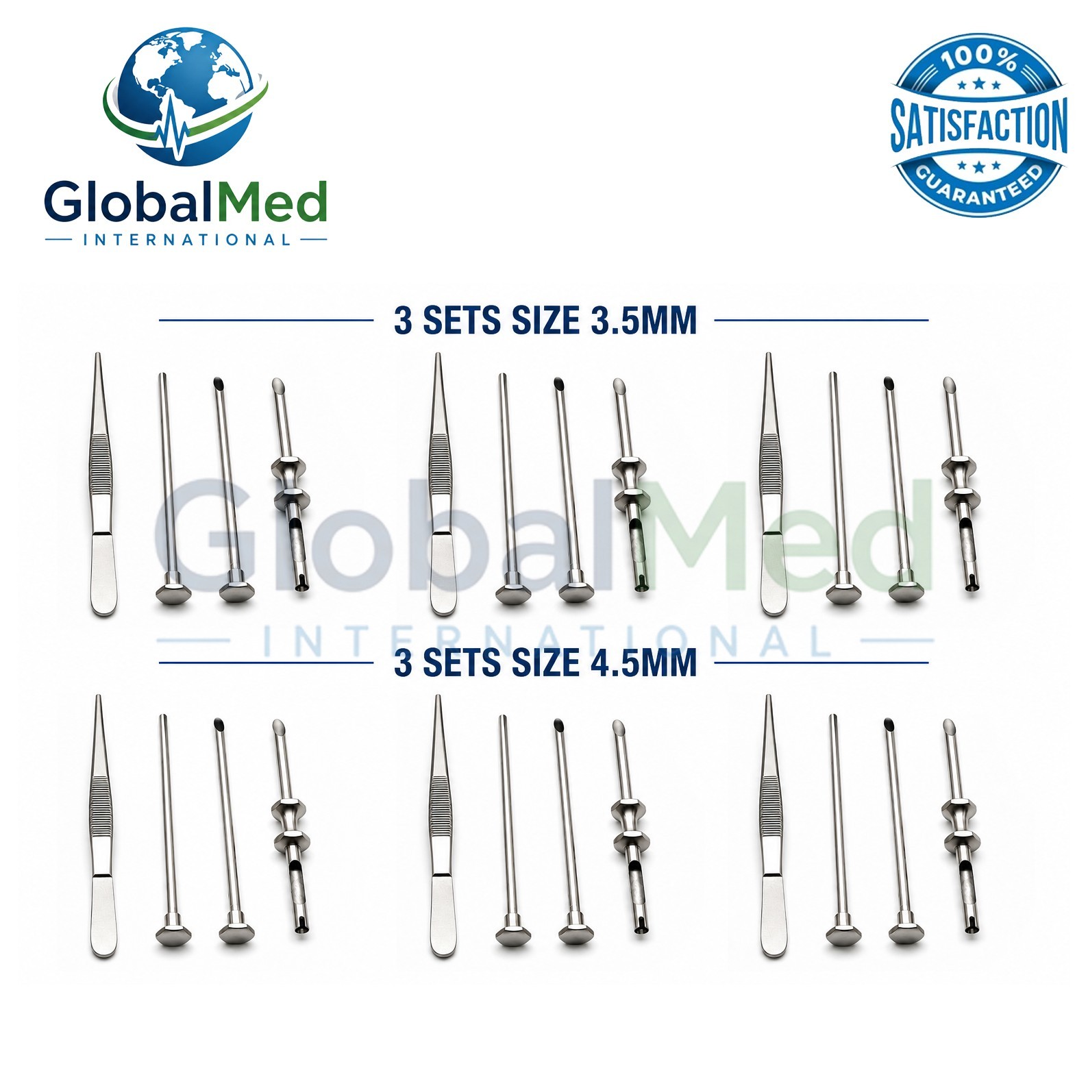 6 Sets HRT Trocar 3.5 mm and 4.5mm Hormone Replacement Pellet Insertion Kit