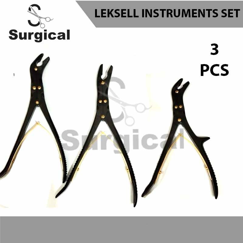 Leksell Stille Bone Rongeur Set of 3 PCS Black Coated Surgical Instruments
