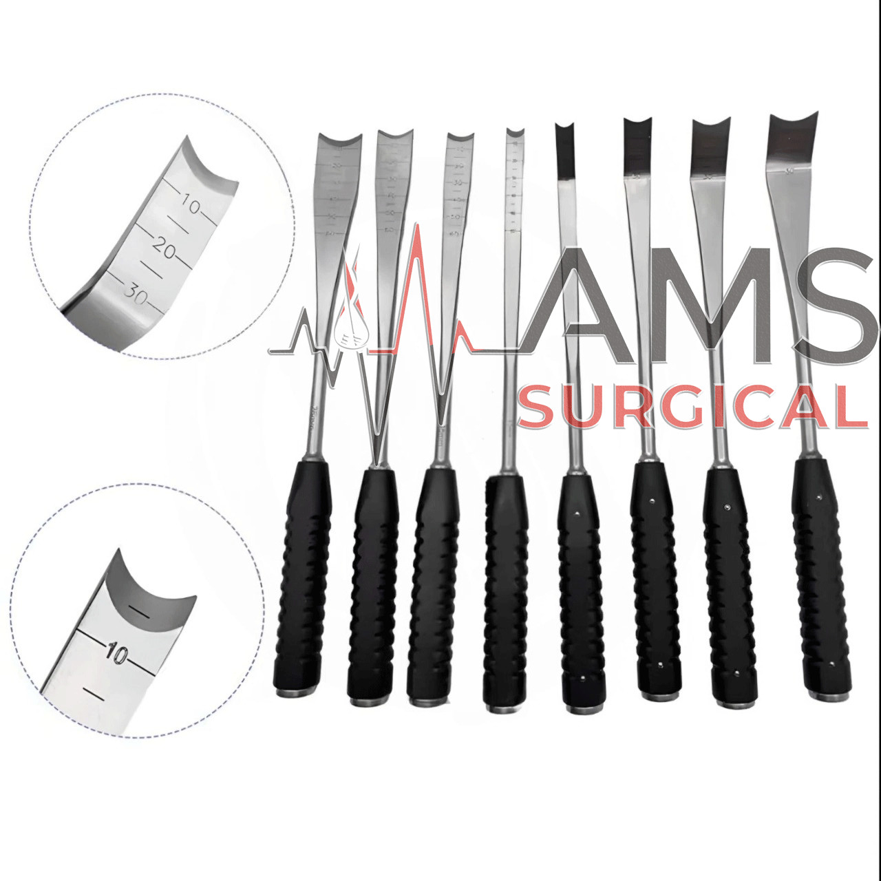 Bone Osteotome Straight & Curved Set Of 8 pcs Orthopedic Instruments German