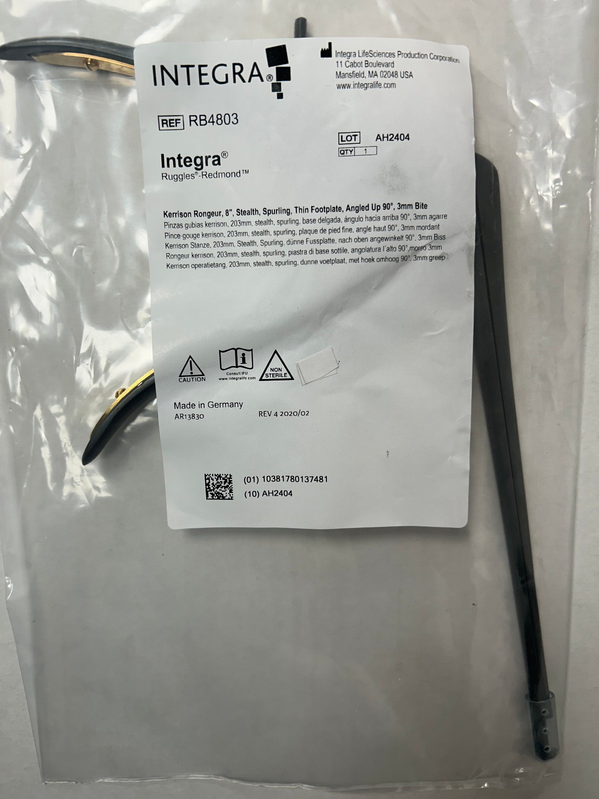 Integra RB4803 Ruggles Redmond, Kerrison Rongeur, 8″, BRAND NEW OEM