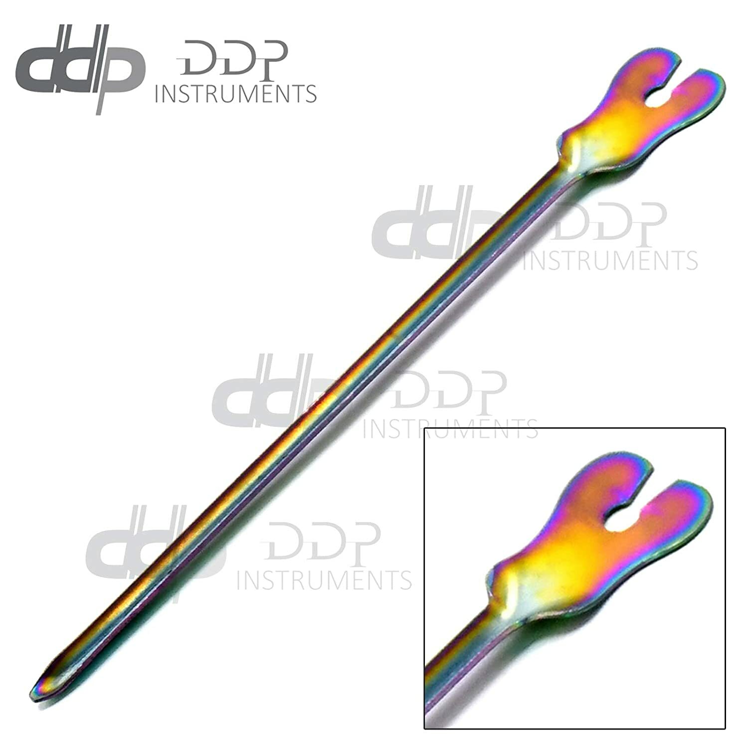 Multi Titanium Rainbow Color Grooved Director with Tongue Tie 5.5″