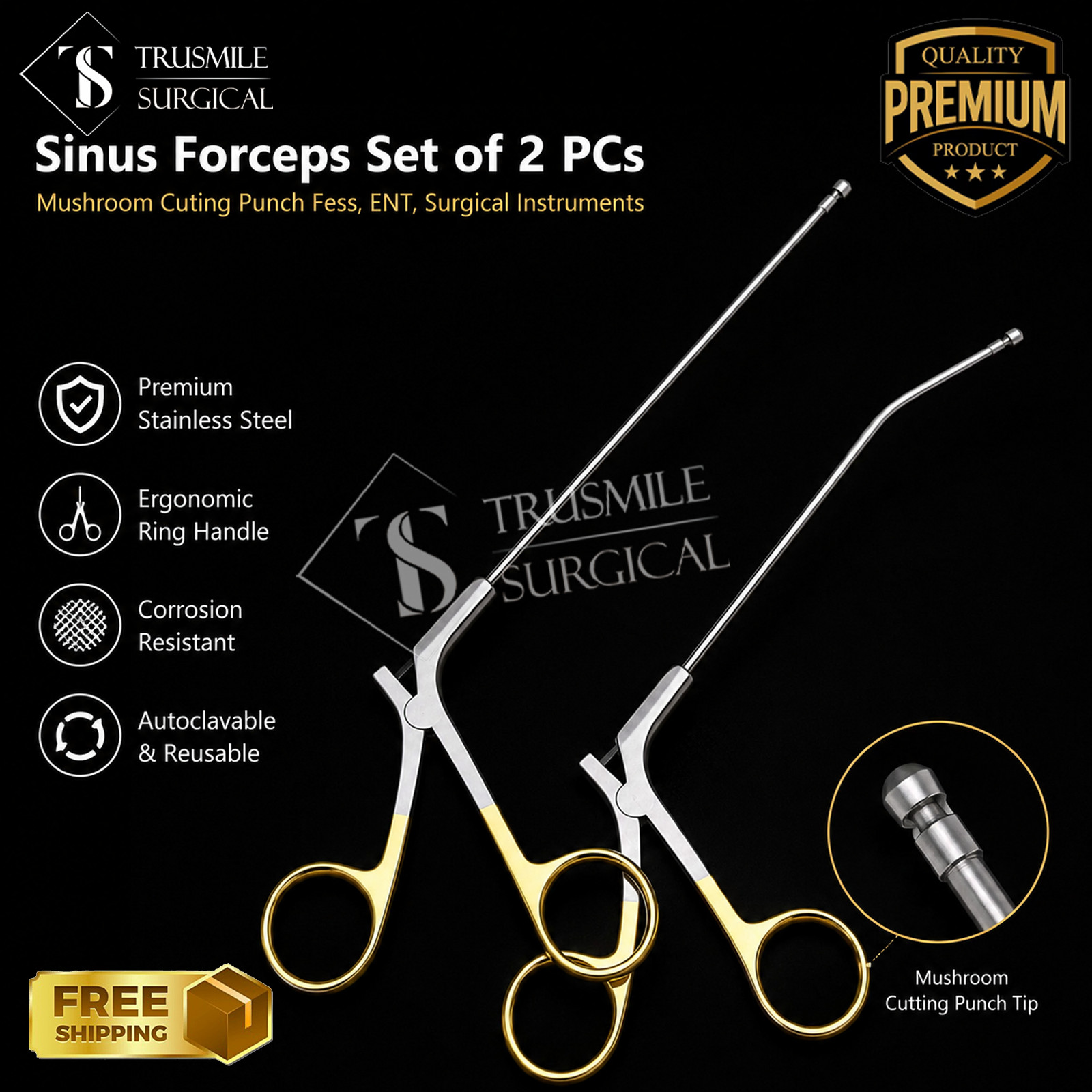 Sinus Forceps Set of 2 PCs Mushroom Cuting Punch Fess, ENT, Surgical Instruments
