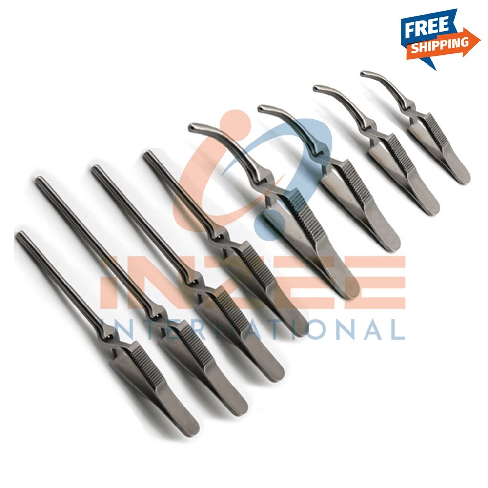 Debakey Bulldog Vascular Clamp Forceps Straight/Curved 8PCS Surgical Instruments