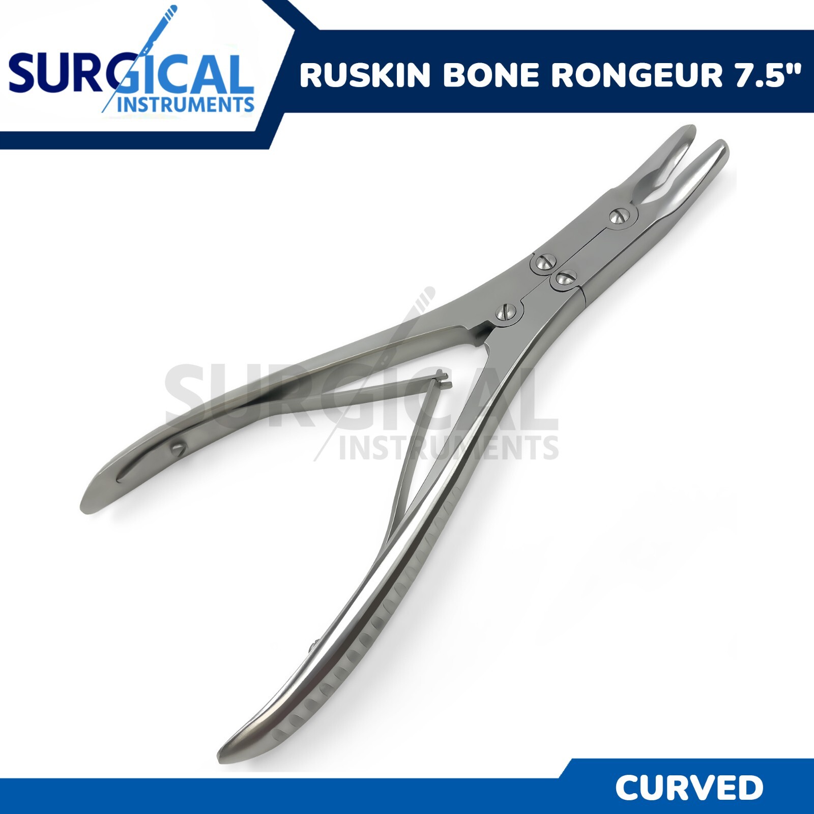 Ruskin Bone Rongeur 7.50″ Curved 5mm Bite Double Action Stainless German Grade