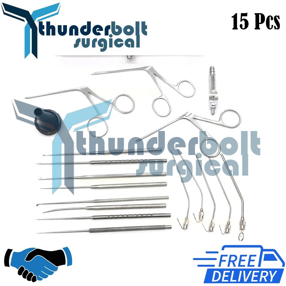 Myringotomy Instruments Set Of 15 PCs For ENT Myringoplasty Surgical Instruments
