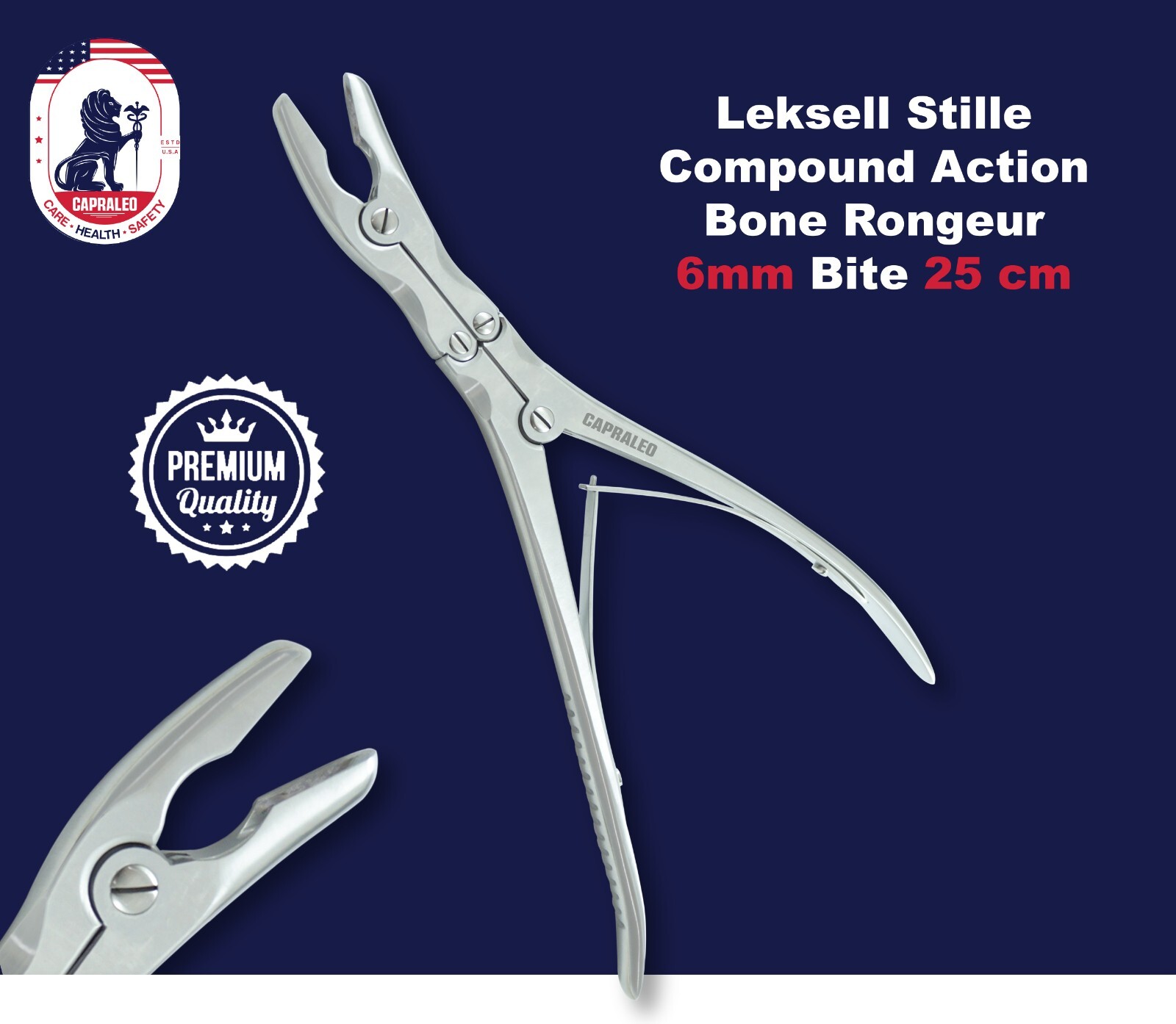 CAPRALEO Leksell Stille Bone Rongeur 25cm 6mm Bite, Orthopedic Bone Instruments