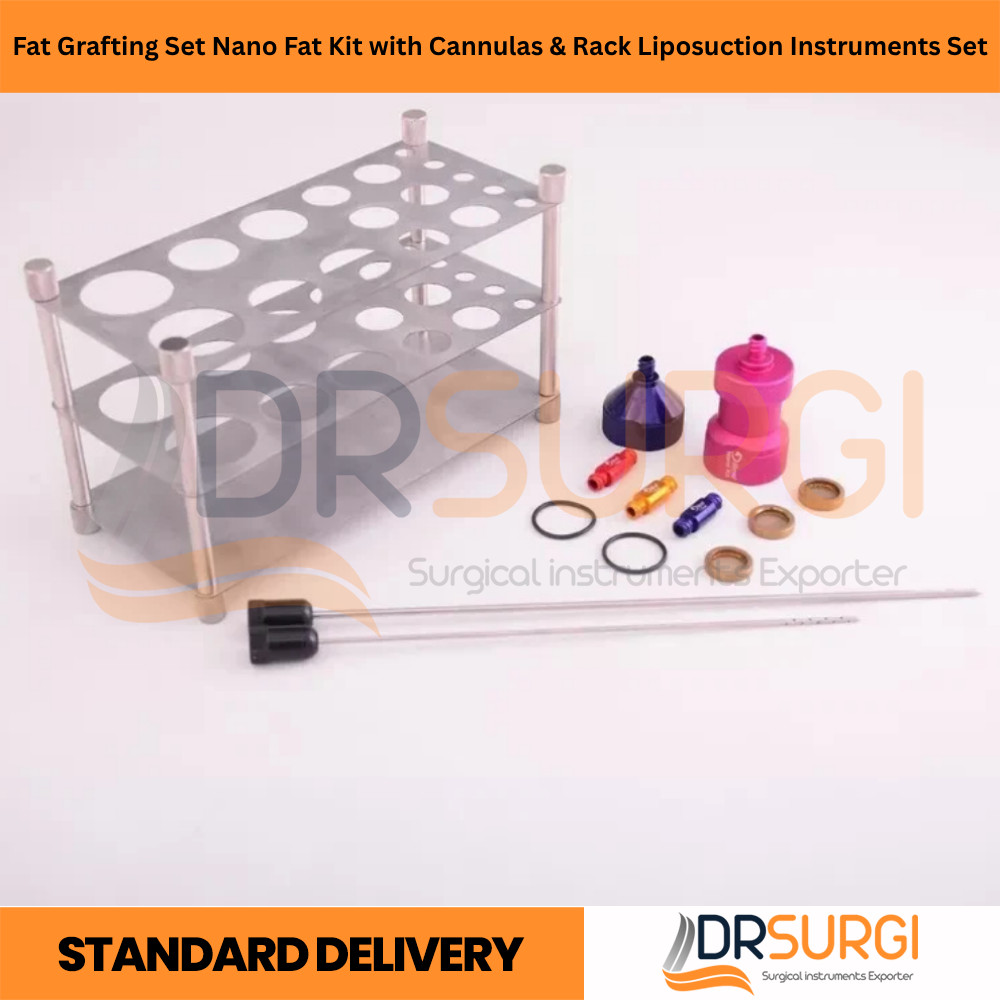 Fat Grafting Set Nano Fat Kit with Cannulas & Rack Liposuction Instruments Set