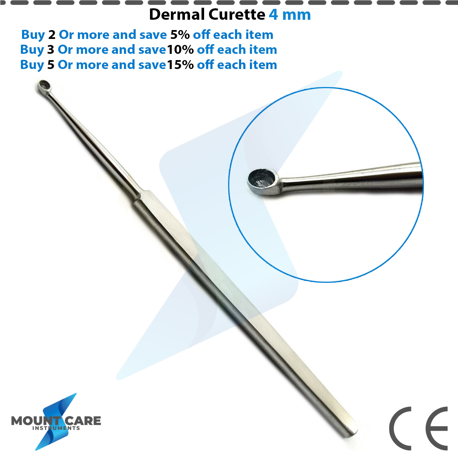 Surgical Verruca Dermal Curette 4mm Dermatology Medical Instruments