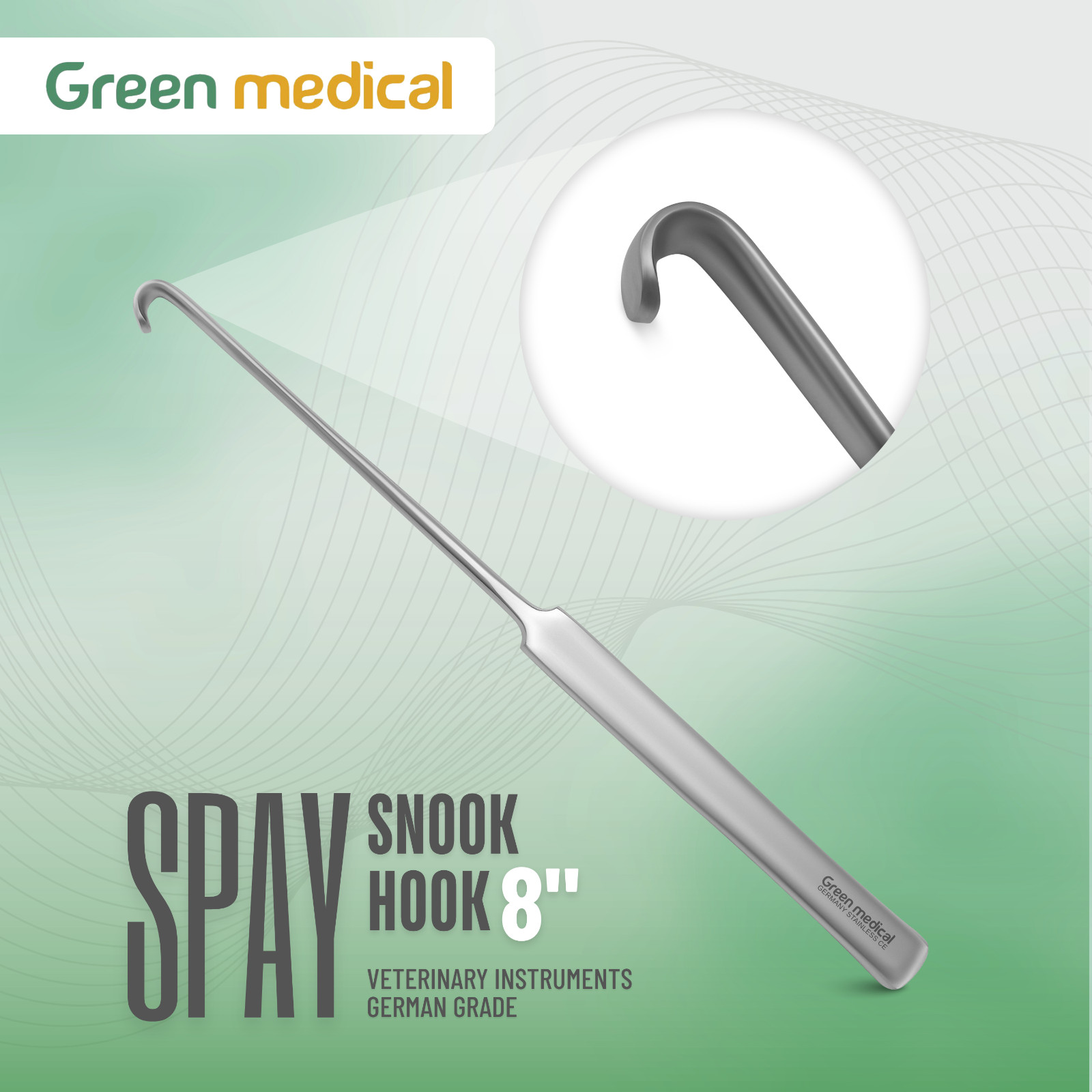 Spay Snook Hook Veterinary Surgical Instruments Stainless German Grade