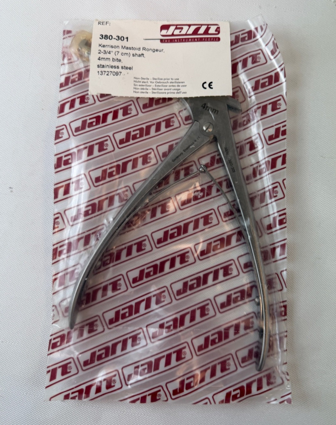 Jarit 380-301 Mastoid Kerrison Rongeur 4mm x 90° Up Bite 7cm Shaft Orthopedic