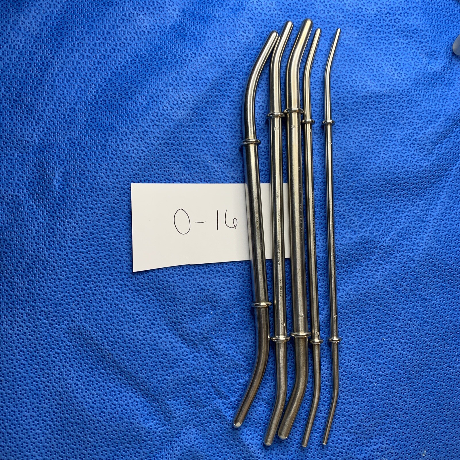 Set of 5 Pilling Uterine Dilators 15/16, 17/18, 25/26, 27/28, 29/30