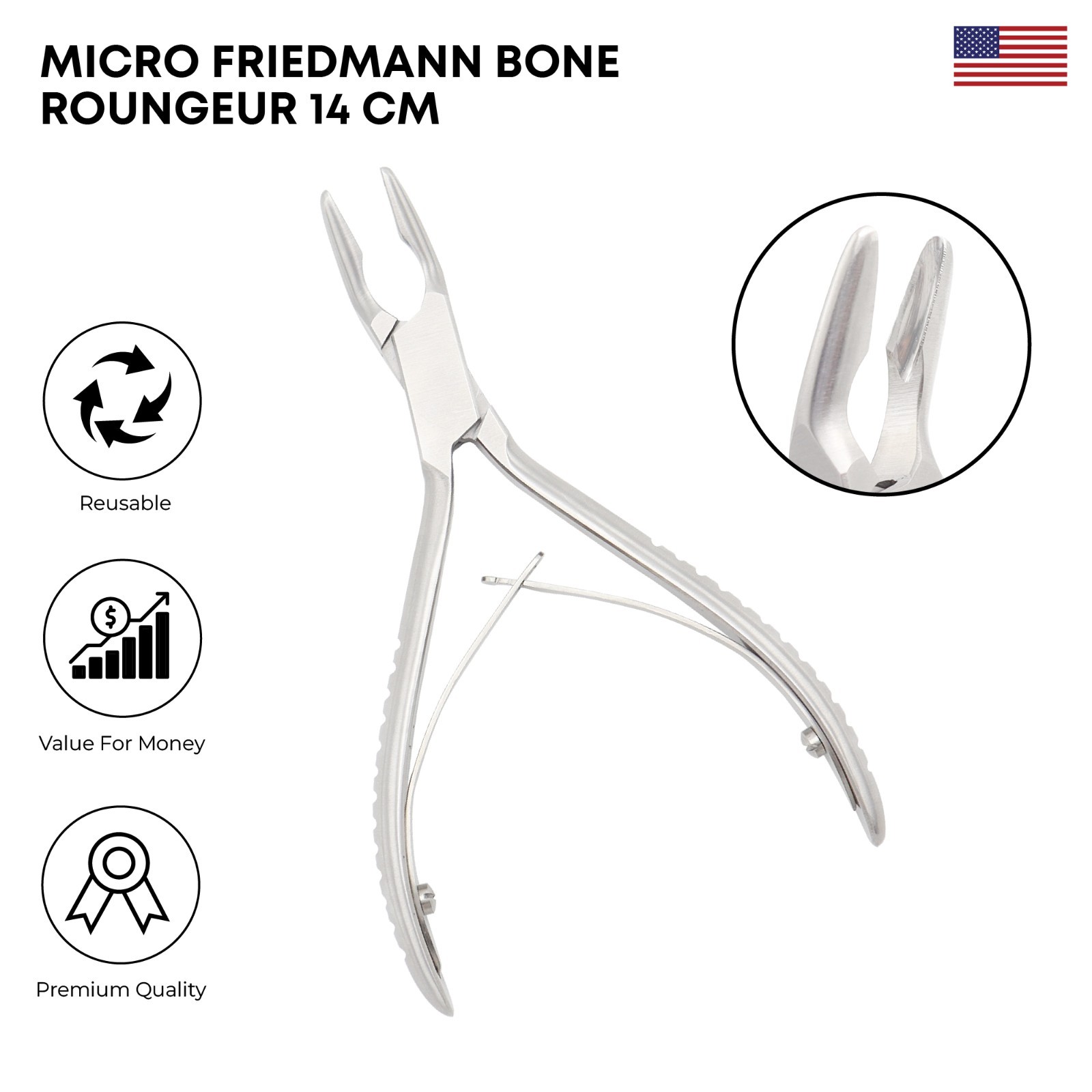 Micro Friedmann Bone Rongeurs 14 cm Stainless Steel Surgical Instruments