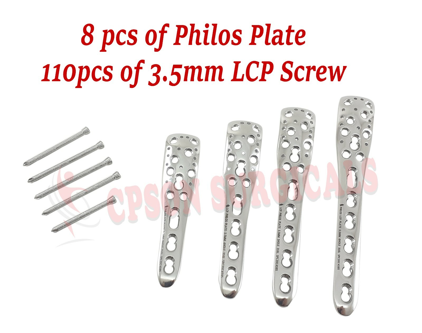 Veterinary Philos Plate 3H to 6H – Pair of each & 3.5mm LCP Screw- 110pcs SS