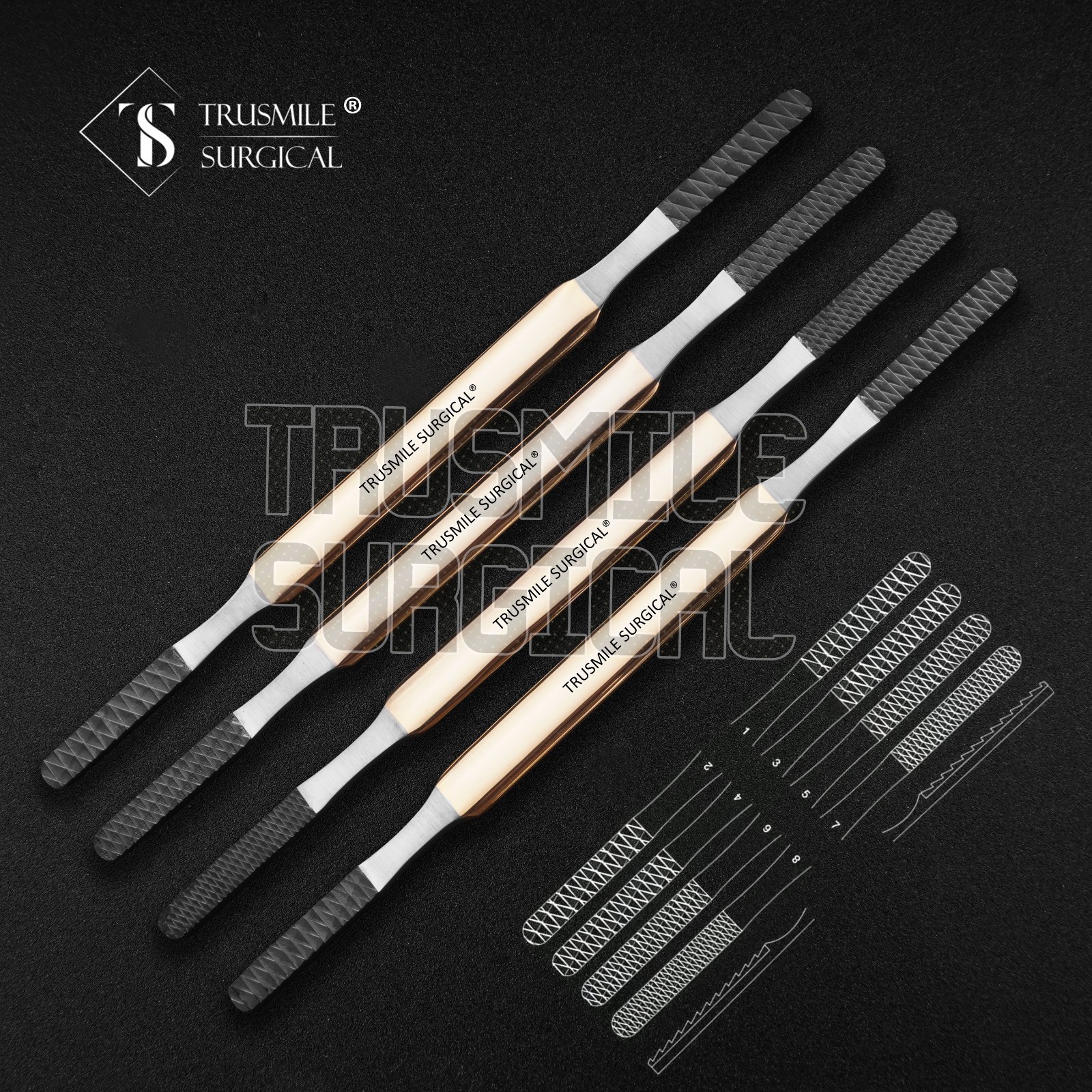 Rhinoplasty Fomon Double-Ended Nasal Rasp Set – 4 PCs Surgical Instruments ENT