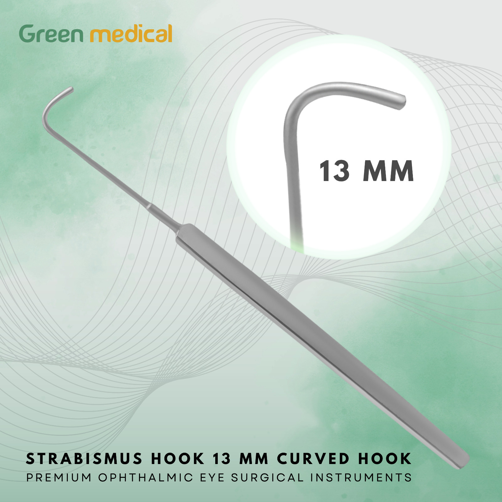 Graefe Strabismus Hook 13mm Curved Surgical Eye Instrument Ophthalmic Retina