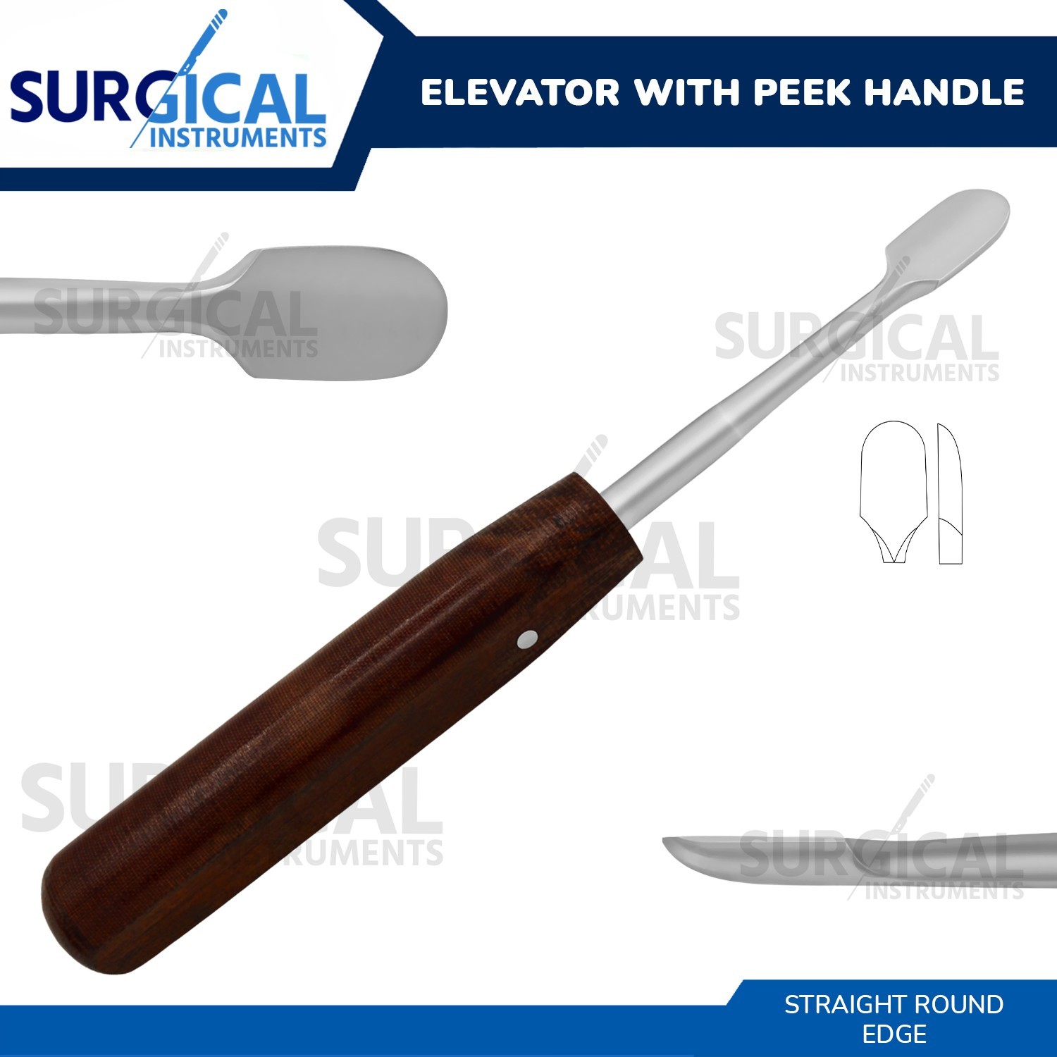 Orthopedic Elevator with PEEK Handle Straight Sharp Round Tips 14mm German Grade