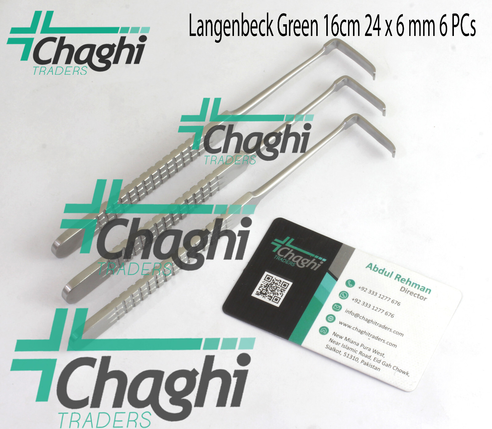 Langenbeck Green 16cm 24 x 6 mm 6 PCs Surgical Instruments By Chaghi Traders